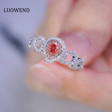 Load image into Gallery viewer, LUOWEND 18K White Gold Real Natural Pink Diamond Ring for Women