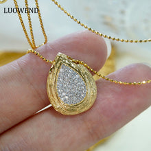 Load image into Gallery viewer, LUOWEND 18K Yellow Gold Real Natural Diamond Pendant Necklace for Women