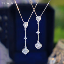 Load image into Gallery viewer, LUOWEND 18K White Gold Real Natural Diamond Pendant Necklace for Women