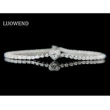 Load image into Gallery viewer, LUOWEND 18K White Gold Real Natural Diamond Bracelet for Women