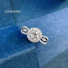Load image into Gallery viewer, LUOWEND 18K White Gold Natural Diamond Ring for Women