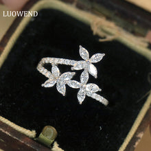 Load image into Gallery viewer, LUOWEND 18K White Gold Real Natural Diamond Ring for Women