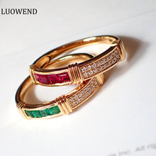Load image into Gallery viewer, LUOWEND 18K Rose Gold Real Natural Gemstone and Diamond Ring for Women
