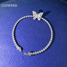 Load image into Gallery viewer, LUOWEND 18K White Gold Real Natural Diamond Bracelet for Women