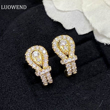 Load image into Gallery viewer, LUOWEND 18K Yellow Gold Real Natural Diamond Stud Earrings for Women