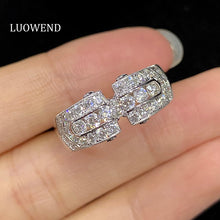 Load image into Gallery viewer, LUOWEND 18K White Gold Real Natural Diamond Ring for Women