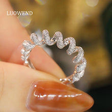 Load image into Gallery viewer, LUOWEND 18K White Gold Real Natural Diamond Ring for Women