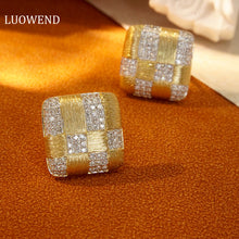 Load image into Gallery viewer, LUOWEND 18K Yellow Gold Real Natural Diamond Stud Earrings for Women