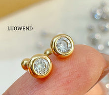 Load image into Gallery viewer, LUOWEND 18K White/Yellow/Rose Gold Natural Diamond Earrings for Women