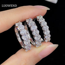 Load image into Gallery viewer, LUOWEND 18K White Gold Real Natural Diamond Ring for Women