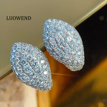 Load image into Gallery viewer, LUOWEND 18K White Gold Natural Diamond Earrings for Women