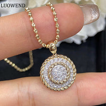 Load image into Gallery viewer, LUOWEND 18K Yellow Gold Real Natural Diamond Pendant Necklace for Women