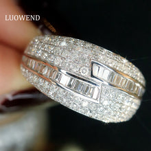 Load image into Gallery viewer, LUOWEND 18K White Gold Natural Diamond Ring for Women