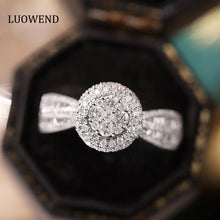Load image into Gallery viewer, LUOWEND 18K White Gold Real Natural Diamond Ring for Women