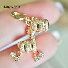 Load image into Gallery viewer, LUOWEND 18K Yellow Gold Natural Diamond Pendant for Women