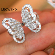 Load image into Gallery viewer, LUOWEND 18K White Gold Real Natural Diamond Ring for Women
