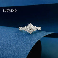 Load image into Gallery viewer, LUOWEND 18K White Gold Natural Diamond Ring for Women