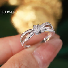 Load image into Gallery viewer, LUOWEND 18K White Gold Real Natural Diamond Ring for Women