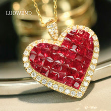 Load image into Gallery viewer, LUOWEND 18K Yellow Gold Natural Ruby Necklace for Women