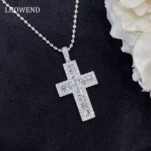 Load image into Gallery viewer, LUOWEND 18K White Gold Real Natural Diamond Cross Pendant Necklace for Women