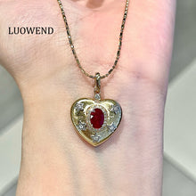 Load image into Gallery viewer, LUOWEND 18K Yellow Gold Natural Ruby Pendant for Women