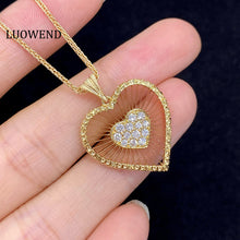Load image into Gallery viewer, LUOWEND 18K Yellow Gold Natural Diamond Pendant Necklace for Women