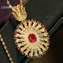 Load image into Gallery viewer, LUOWEND 18K Yellow Gold Fine Jewelry Real Natural Ruby Pendant for Women