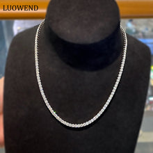 Load image into Gallery viewer, LUOWEND 18K White Gold Real Natural Diamond Tennis Necklace for Women