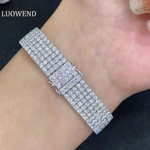 Load image into Gallery viewer, LUOWEND 18K White Gold Real Natural Diamond Bracelet for Women