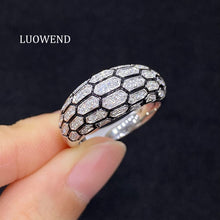 Load image into Gallery viewer, LUOWEND 18K White Gold Natural Diamond Ring for Women