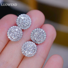 Load image into Gallery viewer, LUOWEND 18K White Gold Real Natural Diamond Stud Earrings for Women