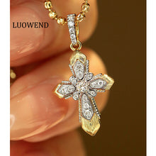 Load image into Gallery viewer, LUOWEND 18K Yellow Gold Fine Jewelry Real Natural Diamond Pendant for Women