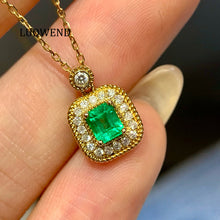 Load image into Gallery viewer, LUOWEND 18K Yellow Gold Natural Emerald Necklace for Women