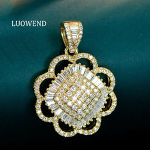 Load image into Gallery viewer, LUOWEND 18K White/Yellow Gold Fine Jewelry Real Natural Diamond Pendant for Women