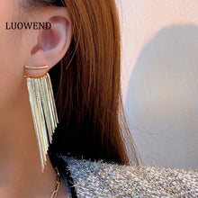 Load image into Gallery viewer, LUOWEND 18K Yellow Gold Drop Earrings for Women