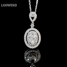Load image into Gallery viewer, LUOWEND 18K White Gold Real Natural Diamond Pendant Necklace for Women