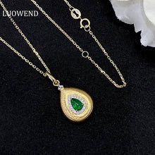 Load image into Gallery viewer, LUOWEND 18K White and Yellow Gold Real Natural Emerald Gemstone Necklace for Women