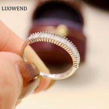 Load image into Gallery viewer, LUOWEND 18K White Gold Real Natural Diamond Ring for Women