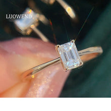 Load image into Gallery viewer, LUOWEND 18K Yellow Gold Natural Diamond Ring for Women