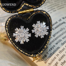Load image into Gallery viewer, LUOWEND 18K White Gold Real Natural Diamond Stud Earrings for Women