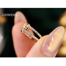 Load image into Gallery viewer, LUOWEND 18K Rose Gold Real Natural Diamond Ring for Women for Women