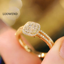 Load image into Gallery viewer, LUOWEND 18K Yellow Gold Real Natural Diamond Ring for Women