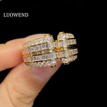 Load image into Gallery viewer, LUOWEND 18K Yellow Gold Real Natural Diamond Ring for Women