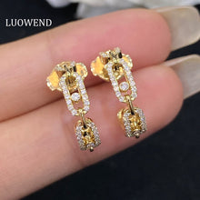 Load image into Gallery viewer, LUOWEND 18K White or Yellow Gold Real Natural Diamond Stud Earrings for Women