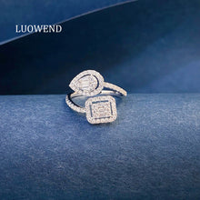 Load image into Gallery viewer, LUOWEND 18K White Gold Natural Diamond Ring for Women