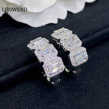 Load image into Gallery viewer, LUOWEND 18K White Gold Real Natural Diamond Hoop Earrings for Women