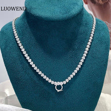 Load image into Gallery viewer, LUOWEND 18K White Gold Real Natural Diamond Necklace for Women