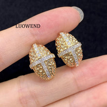 Load image into Gallery viewer, LUOWEND 18K Yellow Gold Nartural Diamond Earrings for Women