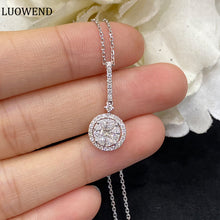 Load image into Gallery viewer, LUOWEND 18K White Gold Real Natural Diamond Pendant Necklace for Women