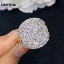 Load image into Gallery viewer, LUOWEND 18K White and Yellow Gold Real Natural Diamond Ring for Women